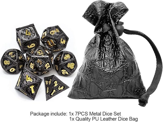 Haxtec Metal DND Dice Set Black Gold Metal D&D Dice - Image 2