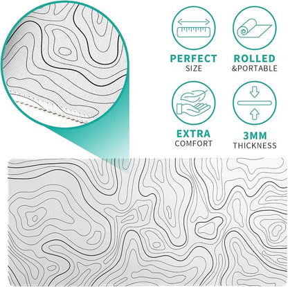Topographic Contour White Gaming Mouse Pad XL Geographic Map Lines Extended Big - Image 5