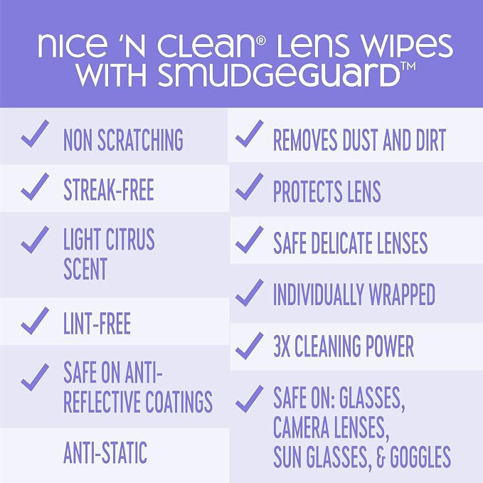 Nice 'n Clean SmudgeGuard Lens Cleaning Wipes | Pre-Moistened Individually - Image 8