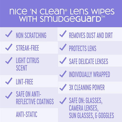 Nice 'n Clean SmudgeGuard Lens Cleaning Wipes | Pre-Moistened Individually - Image 8