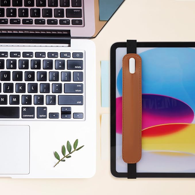 Vegan Leather Elastic Band Stylus Holder, Capacitive Pen Case - Image 6