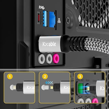 Kxable Optical Audio Cable 6.6FT /2M, Digital Audio Cable, Toslink Fiber Optic - Image 3
