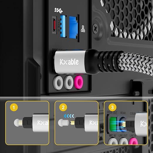 Kxable Optical Audio Cable 3 FT, Digital Audio Cable, Toslink Fiber Optic Cord - Image 3