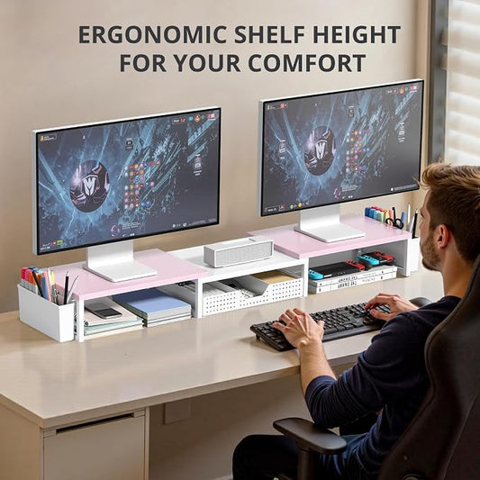 OPNICE Desk Organizers and Accessories, Dual Monitor Stand Riser - Image 2