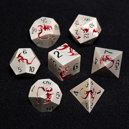 Metal Dice Set D&D, HNCCESG Polyhedral Dice 7 Piece Dice Dragon Metallic DND - Image 3