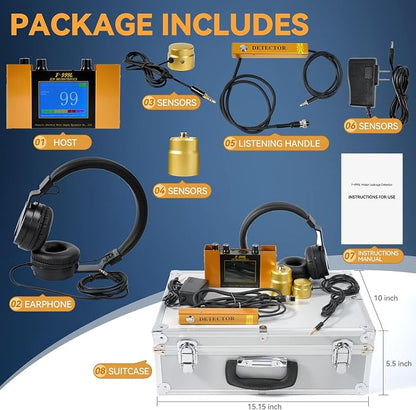Underground Water Leak Detector, Water Pipe Leak Monitor w/ Dual-Size Sensors - Image 2