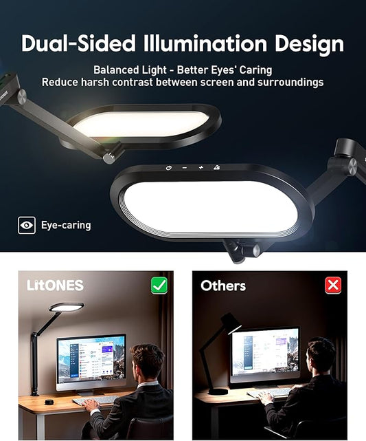 Desk Lamp for Home Office, Eye-Care Dual-Sided Seamless Dimmable LED Desk Light - Image 2