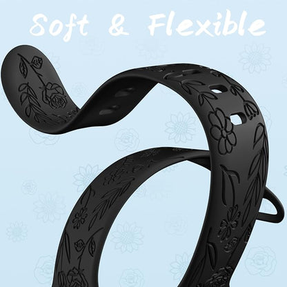 SNBLK 6 Pack Floral Engraved Bands Compatible - Image 5