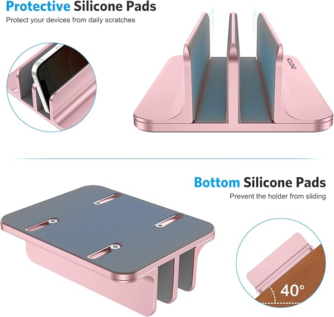 OMOTON Vertical Laptop Stand, Double Desktop Stand Holder - Image 6