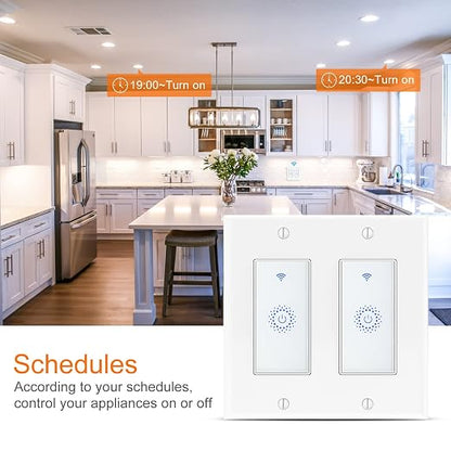 Smart Switch4 Pack, Double Smart Light Switch, Milfra in-Wall WiFi Smart Switch - Image 7