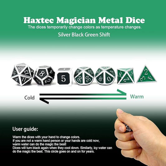 Haxtec Color Shifting Metal DND Dice Set Temperature Sensitive Polyhedral D&D - Image 2