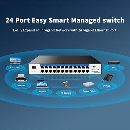 Goalake 24-Port Gigabit Easy Managed Switch – Plug & Play Managed Network - Image 8