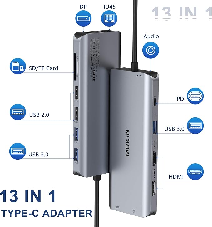 USB C Docking Station Dual Monitors 13 in 1 Triple Display USB C Hub - Image 2