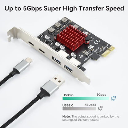 ELUTENG 4 Ports USB 3.1 PCIE Expansion Card Superspeed PCI Express Expansion - Image 3