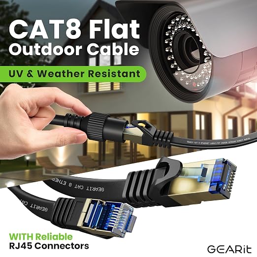 GEARit Cat 8 Outdoor Flat Ethernet Cable Direct Burial Rated LLDPE Jacket - Image 2