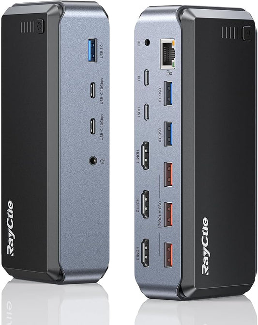 USB C Docking Station Triple Monitor, Raycue 15 IN1 MacBook Pro Docking Station by RayCue