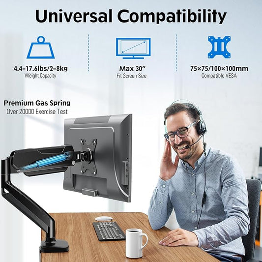 MOUNTUP Monitor Arm Desk Mount, Fully Adjustable, Computer Monitor Stand - Image 2