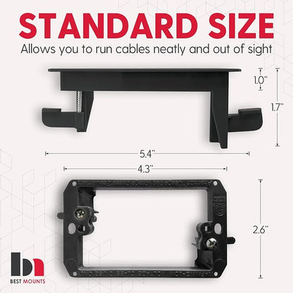 BestMounts - 1 Pack In Wall Cable Management Kit - Recessed Wall Plate Cable - Image 2