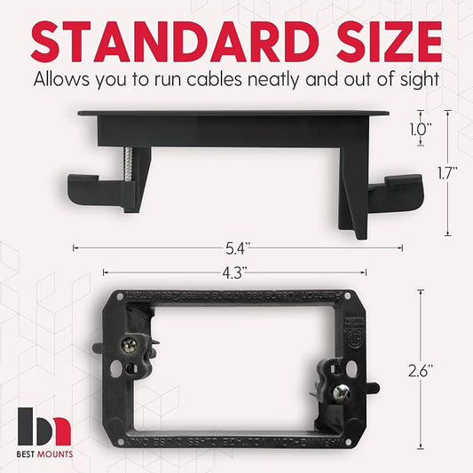 BestMounts - 1 Pack In Wall Cable Management Kit - Recessed Wall Plate Cable - Image 2