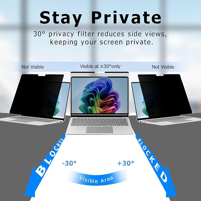 Adeway Magnetic Privacy Screen for Surface Laptop 13 inch, Anti-Glare, 30° Side - Image 5