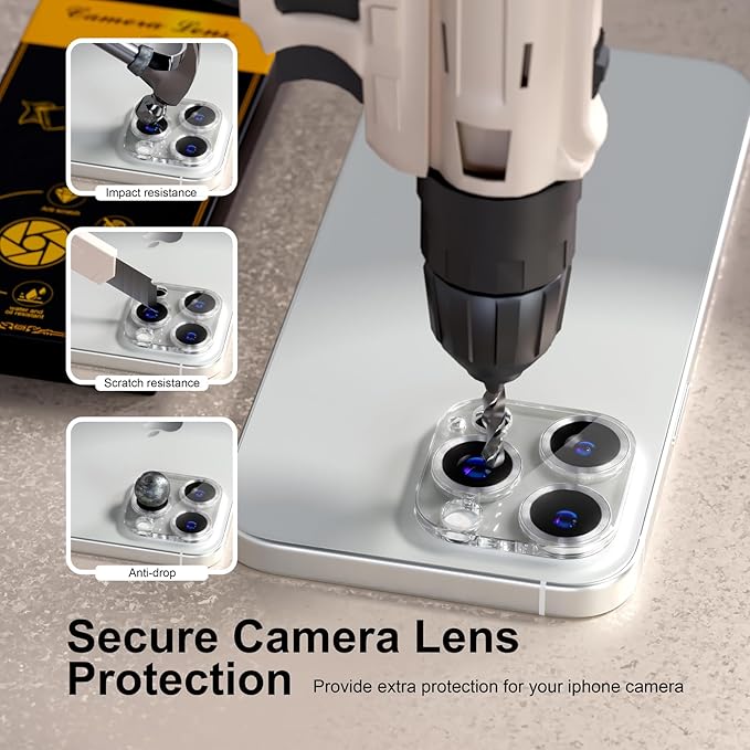beuxece for 6 Pack iPhone 16 Pro/iPhone 16 Pro Max Camera Lens Protector 9H - Image 4