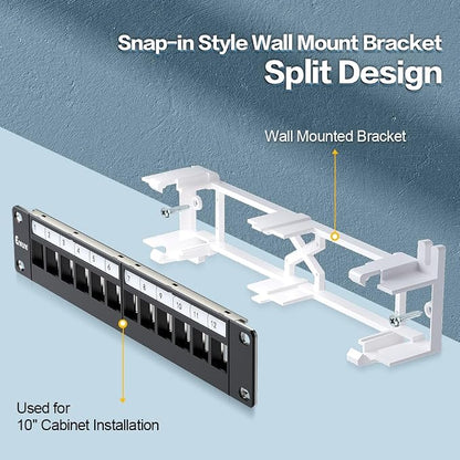 12 Port Blank Keystone Patch Panel Wall Mount 10inch - Image 4
