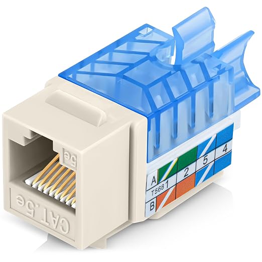 Everest 45° Angled RJ45 Cat5e Keystone Jacks 50-Pack in Light Almond by EverestMediaSolutions