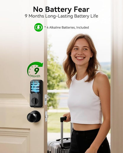 Smart Deadbolt Lock with Knob Handle, Keyless Entry Door Lock Set, Fingerprint - Image 7
