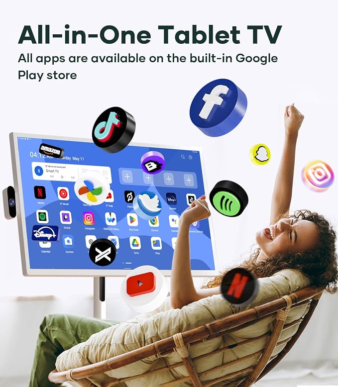 Cozyla Mate 32 Inch Mobile Portable TV Stand on Wheels Support Google Store - Image 3