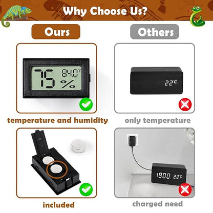 Vodolo Reptile Thermometer and Humidity Gauge, Chameleon Cage, Tree Frog - Image 6