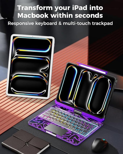 SIBEITU Keyboard Case for iPad Pro 11 Inch, 360 Rotatable iPad Pro 11 Clear - Image 6