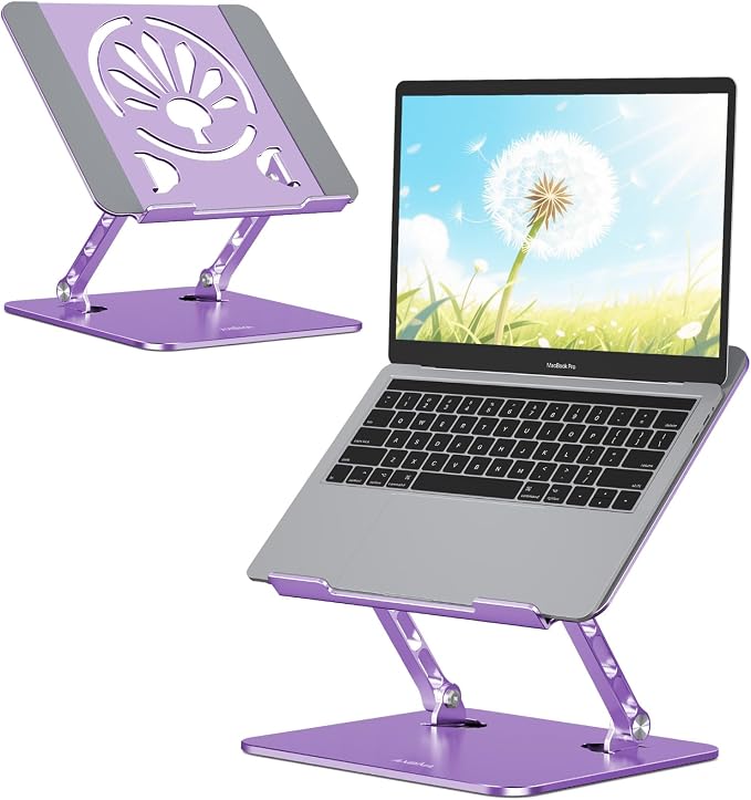 Aluminum Laptop Stand for Desk – Adjustable Ergonomic Laptop Riser, Foldable & by Axbima
