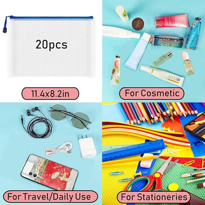 AUSTARK 20 Pcs Zipper File Bags, Plastic Mesh Pouch, Board Game Storage Bag - Image 7
