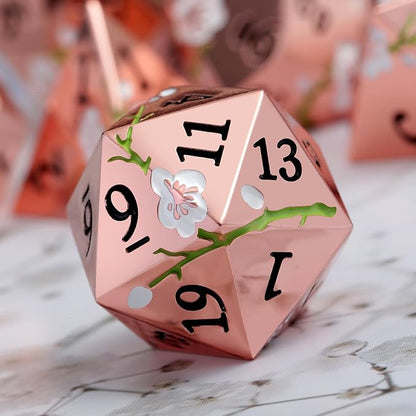 Metal Dice Set D&D, DNDND 7 PCS Flower Metallic DND Dice Set - Image 2