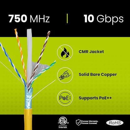 TRUE CABLE Cat6A Shielded Riser Bulk Ethernet Cable, 23AWG Solid Bare Copper - Image 2