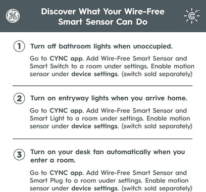 GE CYNC Wireless Smart Motion Sensor, Battery-Powered, Works - Image 7