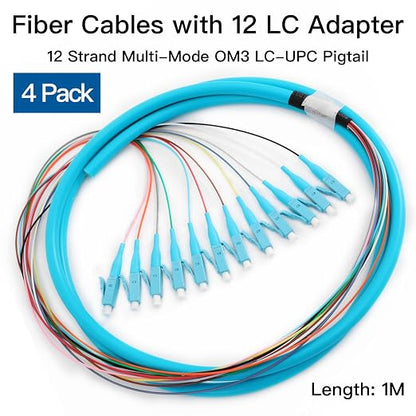 4 Pack LC-OM3 12 Pigtail 12 Strand Multimode OM3/OM4 50/125 LC-UPC Fiber Pigtail - Image 2