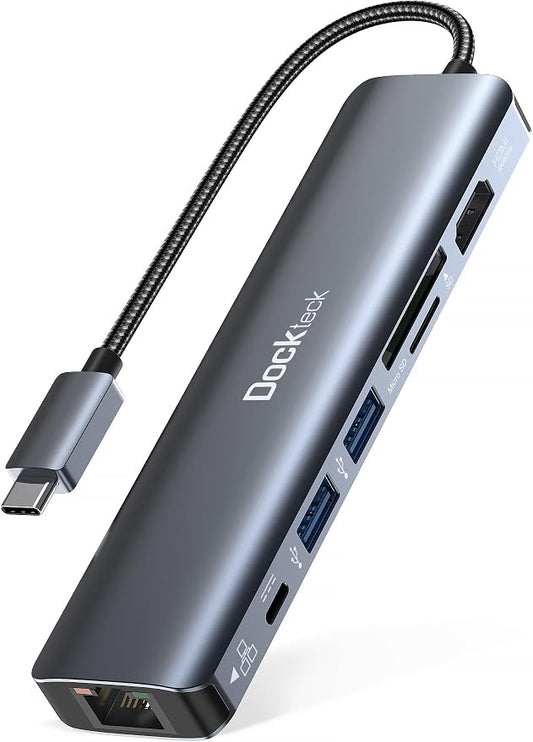 dockteck 7-in-1 USB C Hub with 4K 60Hz HDMI, 1Gbps Ethernet, 100W Power Delivery by Dockteck
