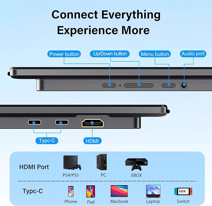 Innoview 23.8” 4K Large Portable Monitor, UHD 100%sRGB IPS Speakers USB-C HDMI - Image 8