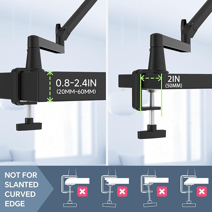 Low Profile Mic Arm 15cm Extra Riser Adjustable Mic Boom Arm Metal Desk Mounted - Image 6
