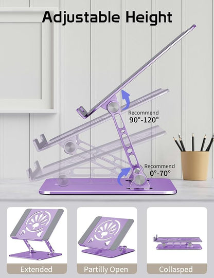 Aluminum Laptop Stand for Desk – Adjustable Ergonomic Laptop Riser, Foldable & - Image 5