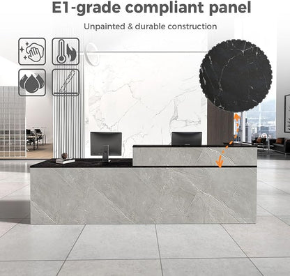 Reception Desk with Counter, Modern Front Desk Reception Counter with Keyboard - Image 6
