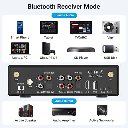 Arylic BP50 Bluetooth 5.2 aptX Home Audio Preamplifier - Image 5