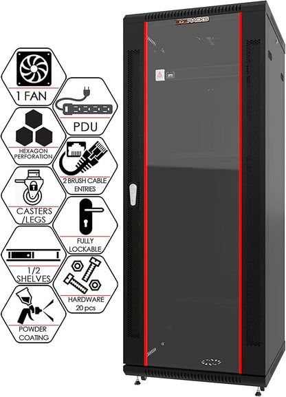 18U Wall Mount Server Rack Cabinet – 19" Network Rack Enclosure, PDU & Shelf by SYSRACKS