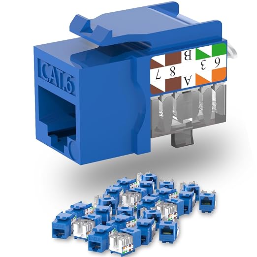 Keystone Jack Cat6 Slim 25 Pack, Keystone Jacks 90 Degree, RJ45 Keystone Jack by Lysymixs