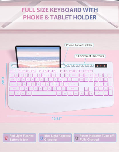 Trueque Wireless Keyboard with 7 Colored Backlits, Phone Holder, Wrist Rest - Image 5