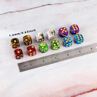 36 Pieces 16mm Marble D6 Dice 6 Sided Dice Set Round Corner Board Game Dice - Image 2