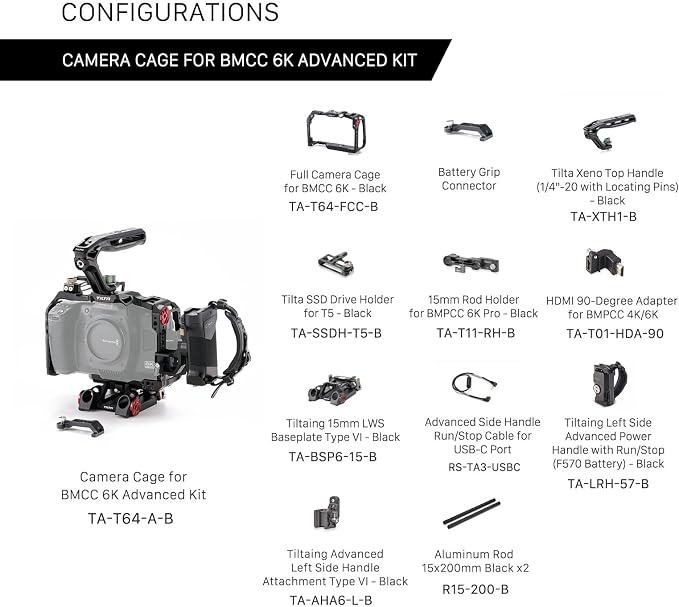 Tilta Advanced Kit for BMCC 6K | Includes Full Cage, Top Handle, Adv. Side - Image 8