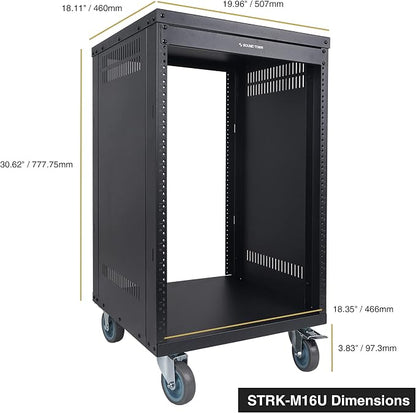 Sound Town 16U Universal Steel Rack, w/Mesh Doors, Locking Casters, Vented Side - Image 7