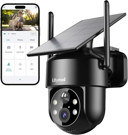 LITYMOL 2K 2.4g WiFi Security Cameras Wireless Outdoor, 360° View Solar Cameras by Unknown